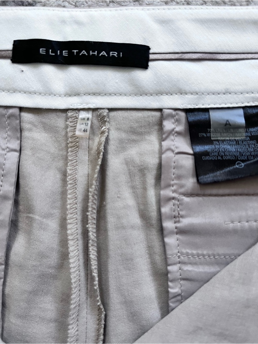 Elie Tahari Straight Leg Linen Pants Wide Ankle Length size 8 - Picture 3 of 7